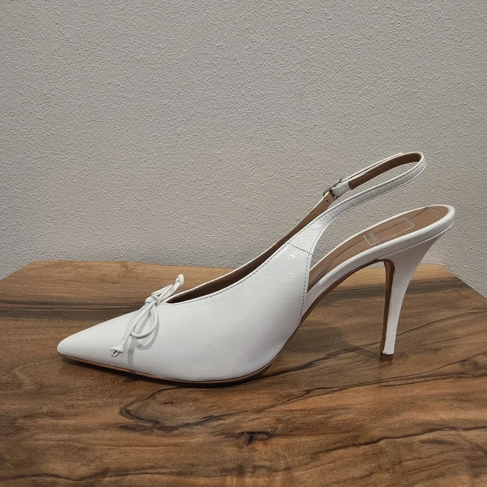 Dolce Vita Geena Bone White Leather Sling Back Heels -NWOT